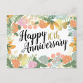 Spring Roos Bloom Clover Happy 10th Jubileum Briefkaart (Voorkant)