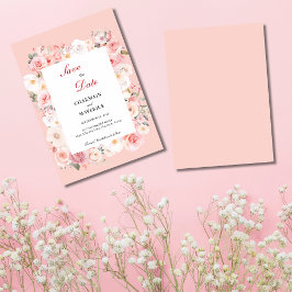 Spring Roos Blush Roze Lijst bruiloft Save The Date