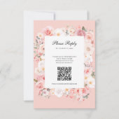 Spring Roos Blush Roze Lijst QR Code Huwelijk RSVP Kaartje (Voorkant)