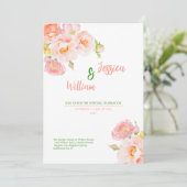 Spring Roses Pink Gold foil Wedding Invitation Kaart (Staand voorkant)