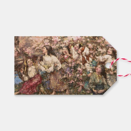 Spring Roundelay (door Edward Atkinson Hornel) Cadeaulabel (Voorkant (Horizontaal))