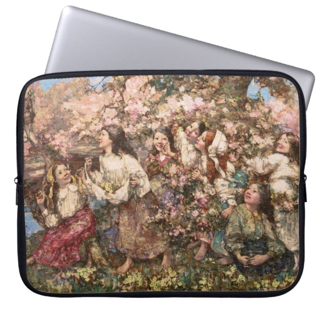 Spring Roundelay (door Edward Atkinson Hornel) Laptop Sleeve (Voorkant)