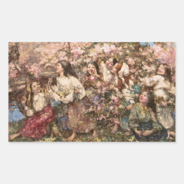 Spring Roundelay (door Edward Atkinson Hornel) Rechthoekige Sticker