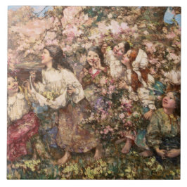 Spring Roundelay (door Edward Atkinson Hornel) Tegeltje