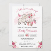 Spring roze bloemen en Cute Lamb Baby shower Kaart (Voorkant)