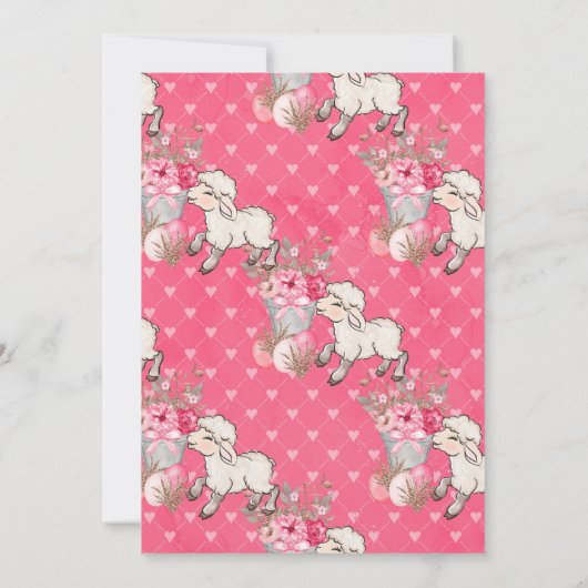 Spring roze bloemen en Cute Lamb Baby shower Kaart (Achterkant)