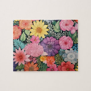 Spring roze bloemenachtergrond poster legpuzzel