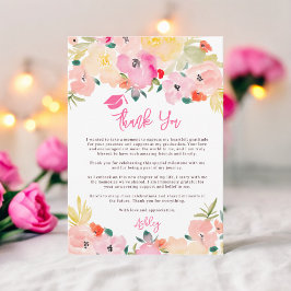 Spring roze boho chique tuin bloemig afstuderen bedankkaart
