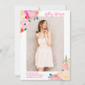 Spring roze boho chique tuin bloemig afstuderen kaart (Achterkant)