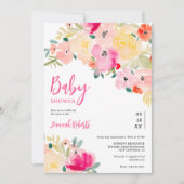Spring roze boho chique tuin bloemig baby shower kaart (Voorkant)