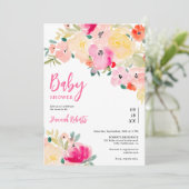 Spring roze boho chique tuin bloemig baby shower kaart (Staand voorkant)