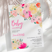 Spring roze boho chique tuin bloemig baby shower kaart