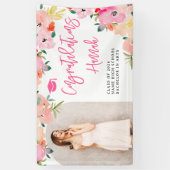 Spring roze boho tuin bloemenmolen afstuderen gefe spandoek (Verticaal)