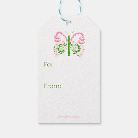 Spring roze Butterfly Gift Label Cadeaulabel (Achterkant)