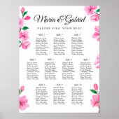Spring roze Cherry Blossom Wedding Seding Chart Poster (Voorkant)