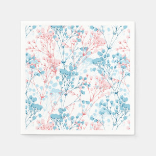 Spring roze en Blue Floral Plant Pattern Servet