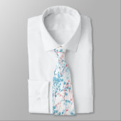 Spring roze en Blue Floral Plant Pattern Stropdas (Gebonden)