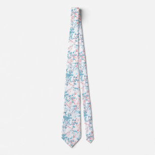 Spring roze en Blue Floral Plant Pattern Stropdas