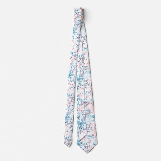 Spring roze en Blue Floral Plant Pattern Stropdas (Achterkant)