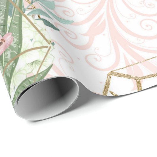 Spring roze en Mint Glitter Succulents Cadeaupapier (Rol Hoek)