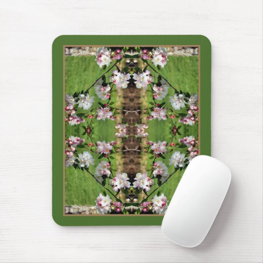 Spring roze en witte bloesems Abstract Muismat (Met muis)