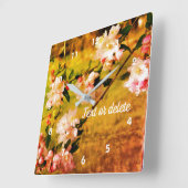 Spring roze en witte bloesems Abstract Vierkante Klok (Hoek)