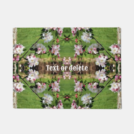 Spring roze en witte bloesems gepersonaliseerd deurmat (Voorkant)