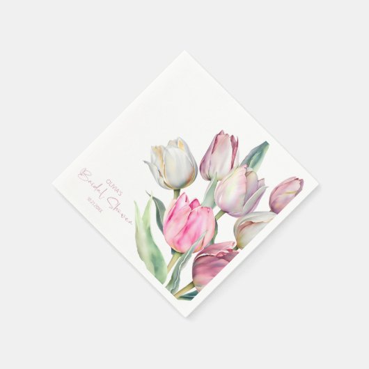 Spring roze en witte tulpen Vrijgezellenfeest Servet (Hoek)