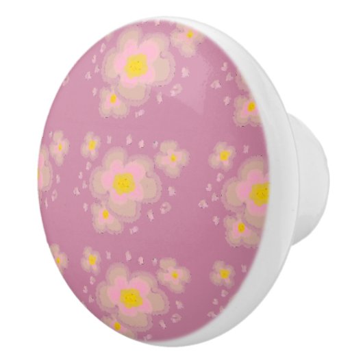 Spring roze Flowers Keramische Knop (Rechts)
