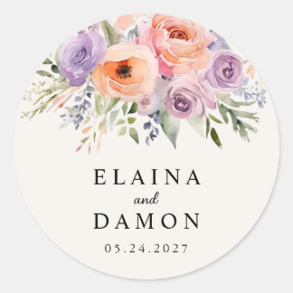 Spring Roze Lila Perzik Pastels Wedding Sticker