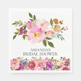 Spring Roze & Paarse Bloemen Douche Papier servett Servetten