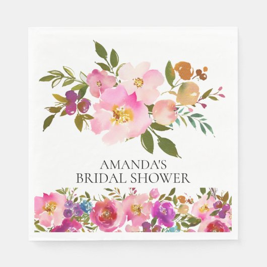 Spring Roze & Paarse Bloemen Douche Papier servett Servetten (Voorkant)