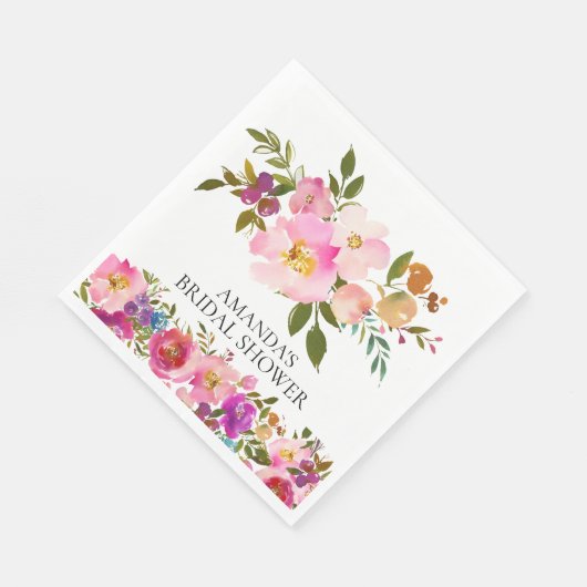 Spring Roze & Paarse Bloemen Douche Papier servett Servetten (Hoek)