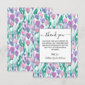 Spring roze Paarse Tulip Floral Waterverf Bedankkaart (Voorkant / Achterkant)