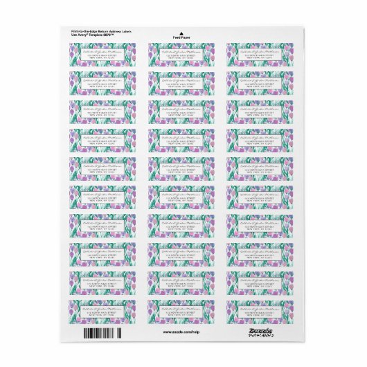 Spring roze Paarse Tulip Floral Waterverf Etiket (Full Sheet)
