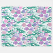 Spring roze Paarse Tulip Floral Waterverf Fleece Deken (Voorkant (Horizontaal))