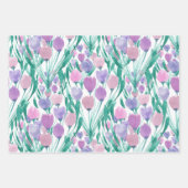 Spring roze Paarse Tulip Floral Waterverf Inpakpapier Vel (Voorkant 2)