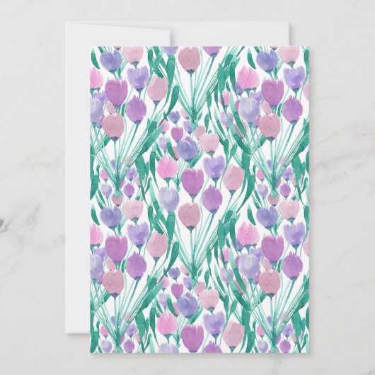 Spring roze Paarse Tulip Floral Waterverf Kaart (Achterkant)