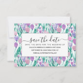 Spring roze Paarse Tulip Floral Waterverf Save The Date (Voorkant)