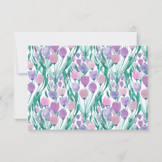Spring roze Paarse Tulip Floral Waterverf Save The Date (Achterkant)