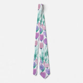 Spring roze Paarse Tulip Floral Waterverf Stropdas (Achterkant)
