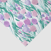 Spring roze Paarse Tulip Floral Waterverf Tissuepapier (Detail)