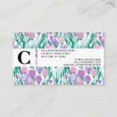 Spring roze Paarse Tulip Floral Waterverf Visitekaartje (Achterkant)