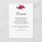 Spring roze paarse waterverf bruiloft details informatiekaartje (Voorkant)