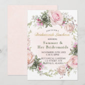 Spring roze Roses Peony Bridesmaids Luncheon Kaart (Voorkant / Achterkant)