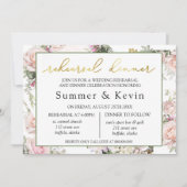 Spring roze rozenrepetitie diner kaart (Voorkant)