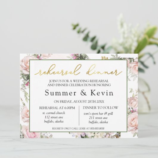 Spring roze rozenrepetitie diner kaart (Staand voorkant)
