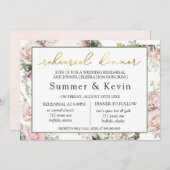 Spring roze rozenrepetitie diner kaart (Voorkant / Achterkant)