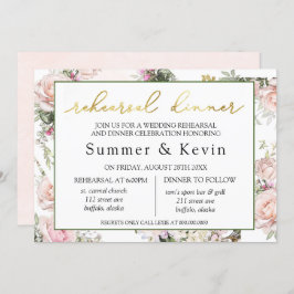 Spring roze rozenrepetitie diner kaart