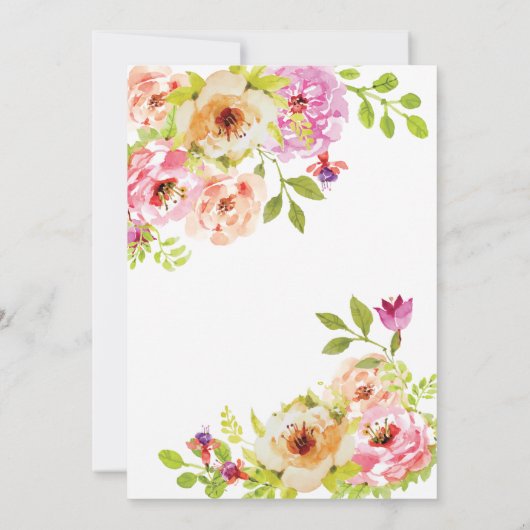 Spring Roze Sinaasappel Waterverf Flowers | Bruilo Kaart (Achterkant)